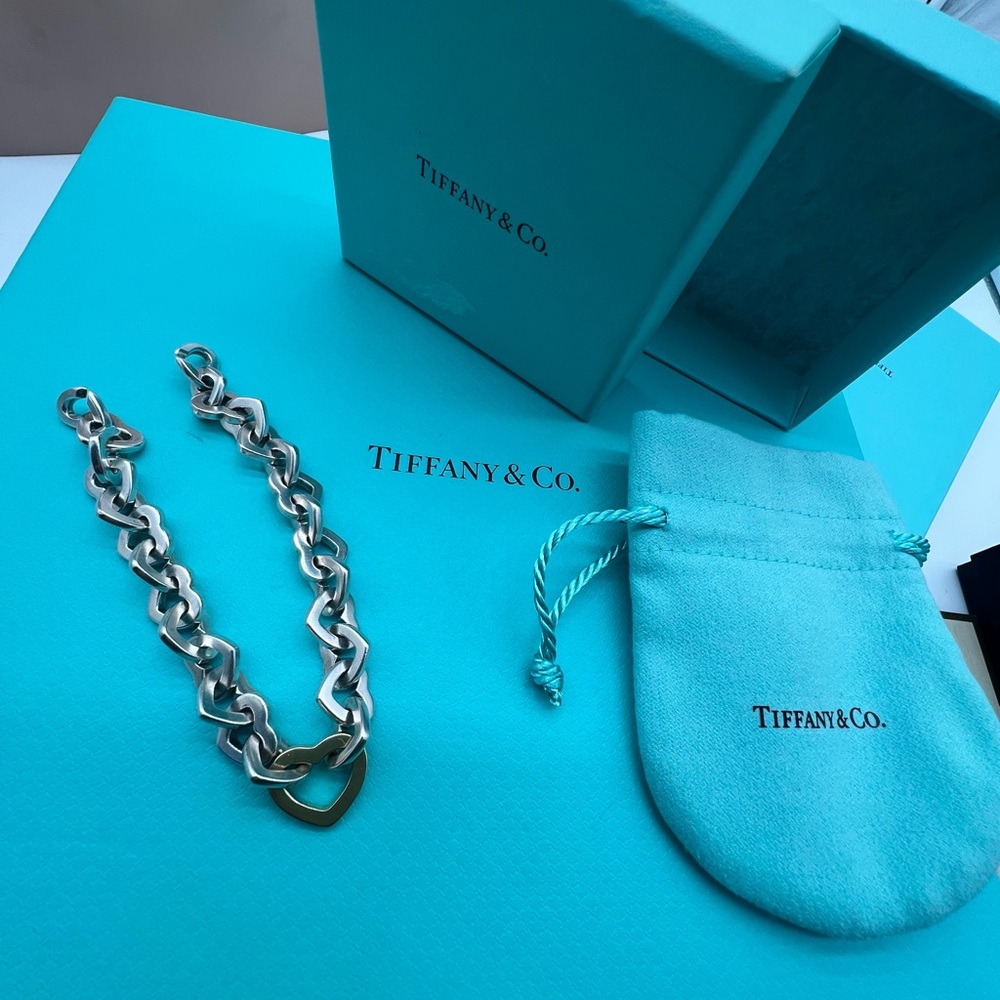 🔴Authentic Tiffany & Co Retired Vintage Multi HeartsSilver& Gold Heart Bracelet🔴 - Picture 10 of 10